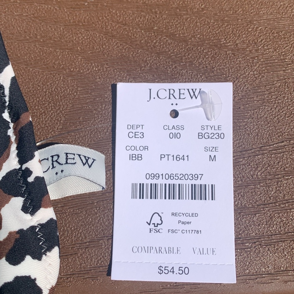 J.Crew NWT “Leopard ruffle french bikini top”Size M NEW style BG230 light lining - Picture 7 of 17